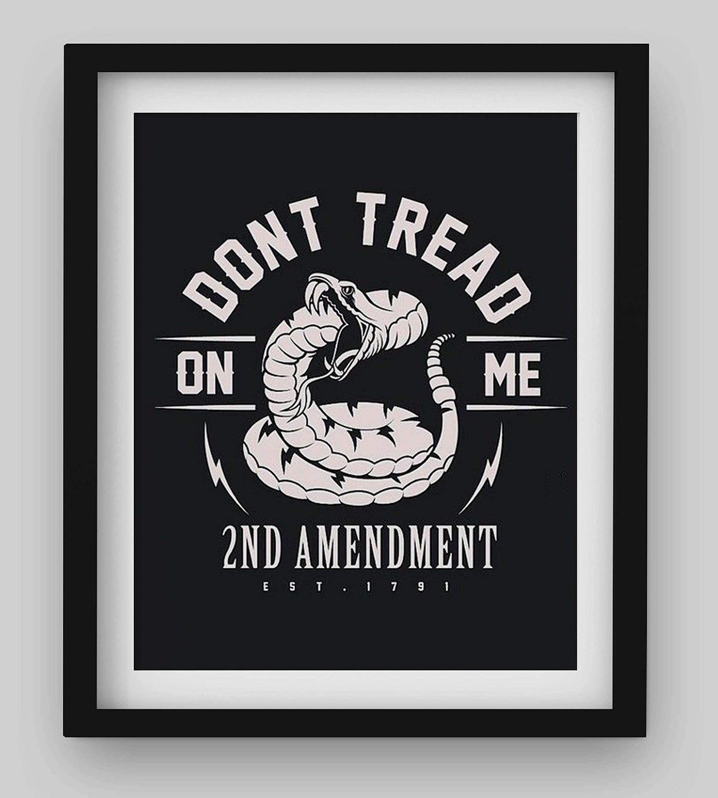 Don't Tread On Me-2nd Amendment est. 1791-8 x 10" Patriotic Wall Decor-Ready To Frame. Pro-Constitutional Poster Print. Modern Typographic Decor for Home-Office-Garage-Military-Gun Shop. Great Gift!
