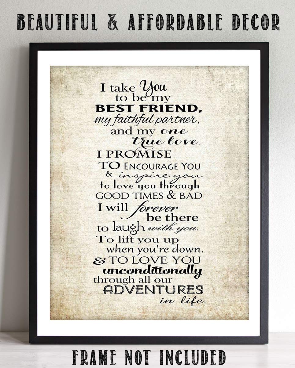 "I Take YOU- Best Friend, Partner, True Love"- Wedding Vow Print- 8 x 10"