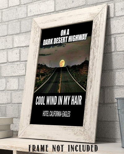 The Eagles-"Hotel California-On A Dark Desert Highway"-Song Art Wall Print-8x10"