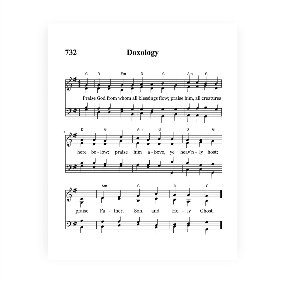 "Doxology -Praise God From Whom All Blessings Flow" Hymn Sheet Music Wall Art -8 x 10" Inspirational Christian Print -Ready to Frame. Classic Hymns for Home-Office-Church &amp; Religious Decor!