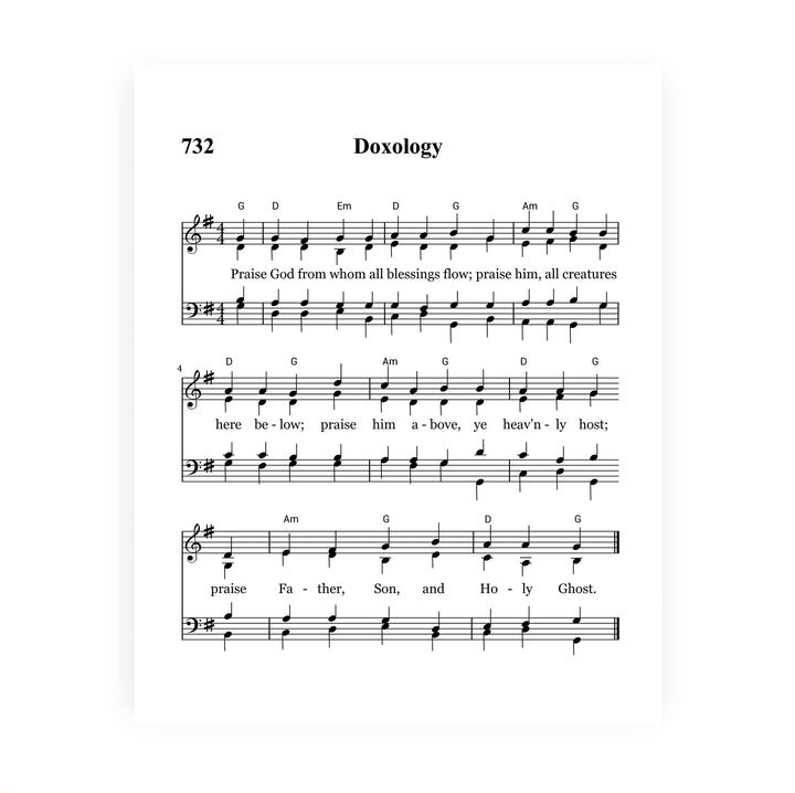 "Doxology -Praise God From Whom All Blessings Flow" Hymn Sheet Music Wall Art -8 x 10" Inspirational Christian Print -Ready to Frame. Classic Hymns for Home-Office-Church &amp; Religious Decor!