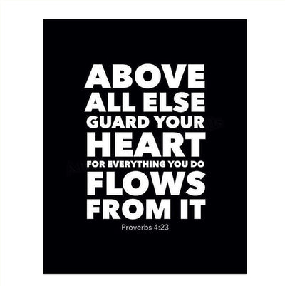 Above ALL Else-Guard Your Heart- Proverbs 4:23- Bible Verse Wall Art- 8x10" Modern Typographic Design. Scripture Wall Print-Ready to Frame. Home-Office-Church-School D?cor. Great Christian Gift!