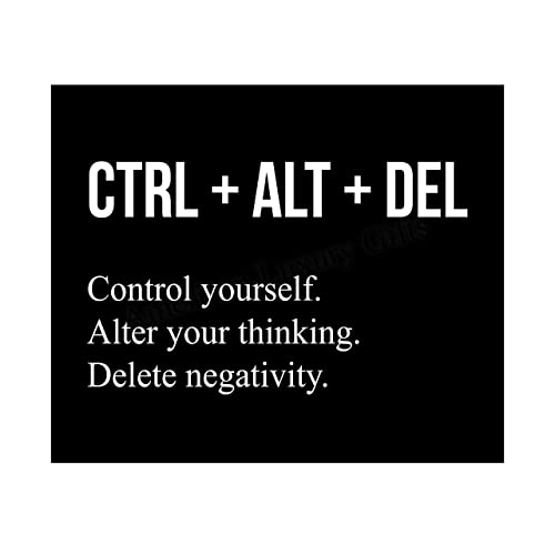 "Control Yourself-Alter Your Thinking-Delete Negativity" Motivational Wall Art -10 x 8"