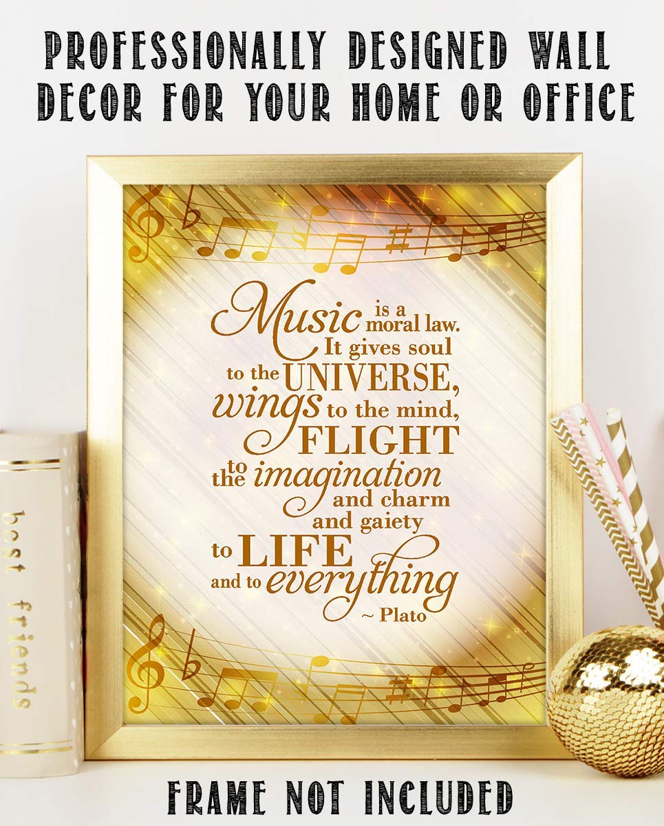 Music Gives Flight To Life &amp; Everything- Plato Quotes Wall Art- 8 x 10" Wall Print-Ready to Frame. Modern Home-Studio-Office-School Music D?cor. Perfect Gift for Music Inspiration &amp; Philosophy.