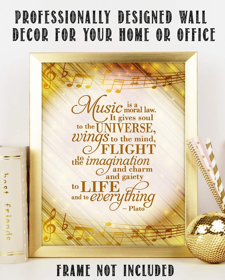 Music Gives Flight To Life &amp; Everything- Plato Quotes Wall Art- 8 x 10" Wall Print-Ready to Frame. Modern Home-Studio-Office-School Music D?cor. Perfect Gift for Music Inspiration &amp; Philosophy.
