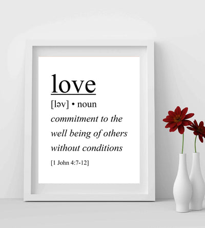 Love-Commitment to the Well Being of Others-1 John 4:7-12 -Bible Verse Wall Art Sign-8 x 10" Scripture Poster Print-Ready to Frame. Religious Home-Office-Church Decor. Perfect Christian Gift!