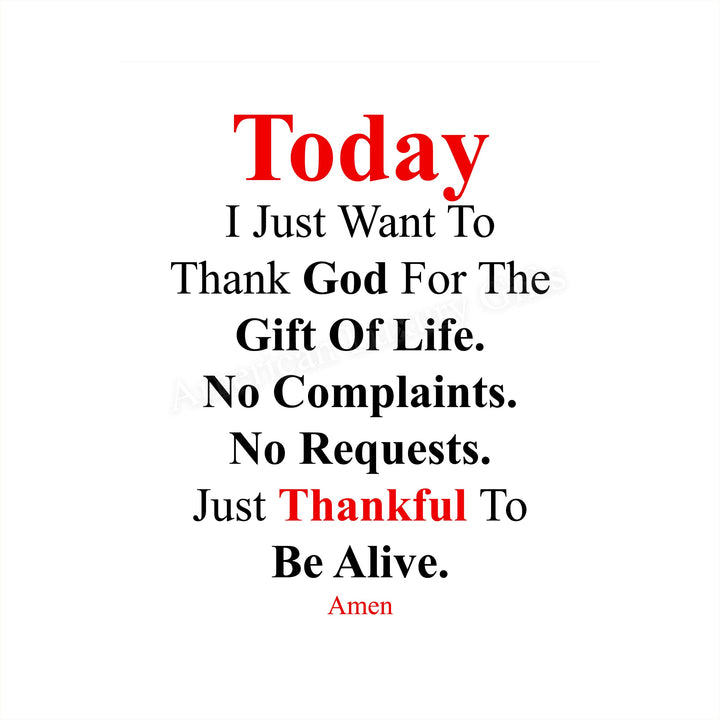 Today I Just Want To Thank God Prayer Wall Art Sign -8 x 10" Modern Typographic Poster Print-Ready to Frame. Inspirational Decor for Home-Office-Church. Perfect Christian Gift! Give Thanks to God!