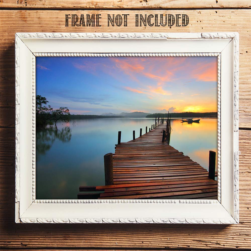 Sunset Dock Escape- 8 x 10" Photo Art Print Ready to Frame.- Picturesque Wall Art-. Home D?cor, Office D?cor &amp; Unique Wall Print. Great Addition for Lake House Decor &amp; Parties.