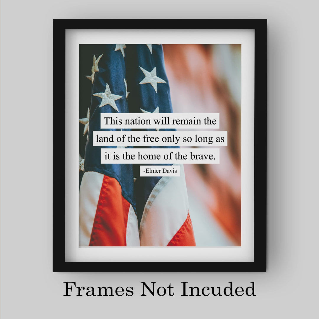 This Nation Will Remain the Land of the Free- American Flag Wall Art -8x10" Patriotic USA Pride Print -Ready to Frame. Home-Office-Bar-Cave Decor! Great Gift for Military-Veterans &amp; All Patriots!