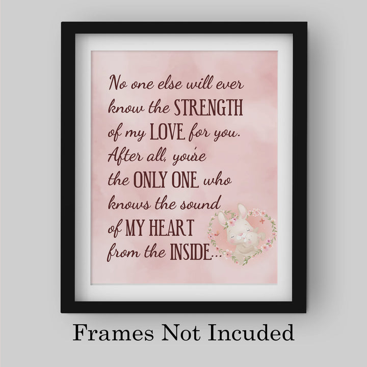 "The Strength of My Love" Inspirational Family Wall Art -11 x 14" Mother &amp; Child Bunny Poster Print -Ready to Frame. Home-Children&