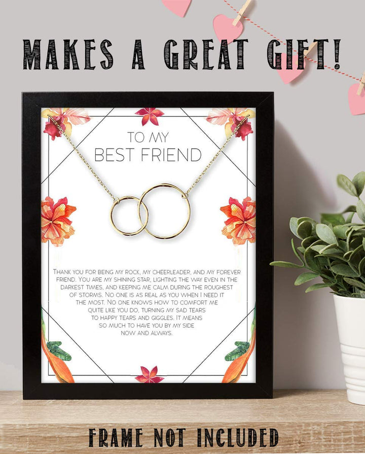 To My Best Friend- Thank You For Everything- 8 x 10"-Floral Wall Art Print- Ready to Frame. Perfect For Spouse, Life Partners &amp; BFF&