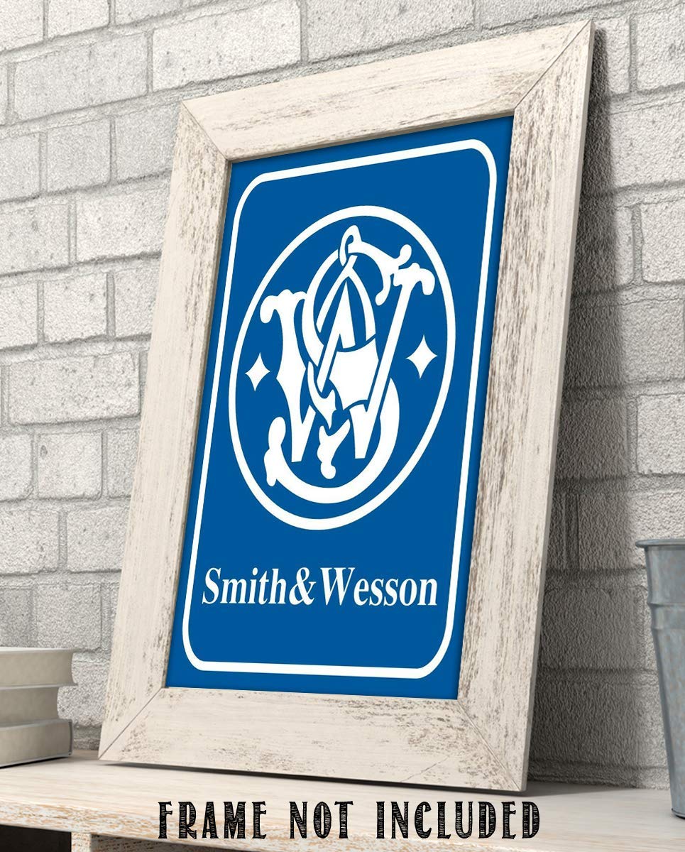 Smith &amp; Wesson- Logo Poster Print - 8 x 10"- Modern Gun Sign Replica Print-Ready to Frame. Perfect Home-Office-Lodge-Camp D?cor. Great Decor Addition For S &amp; W Gun Fans.