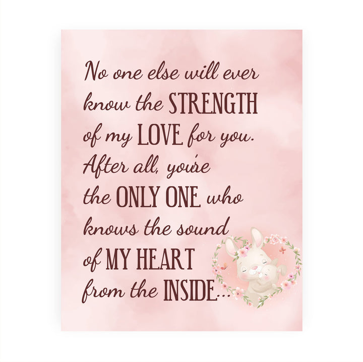 "The Strength of My Love" Inspirational Family Wall Art -11 x 14" Mother &amp; Child Bunny Poster Print -Ready to Frame. Home-Children&