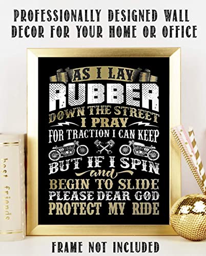 "Lay Rubber &amp; Dear God Protect My Ride"-Funny Garage Wall Print-8 x10"