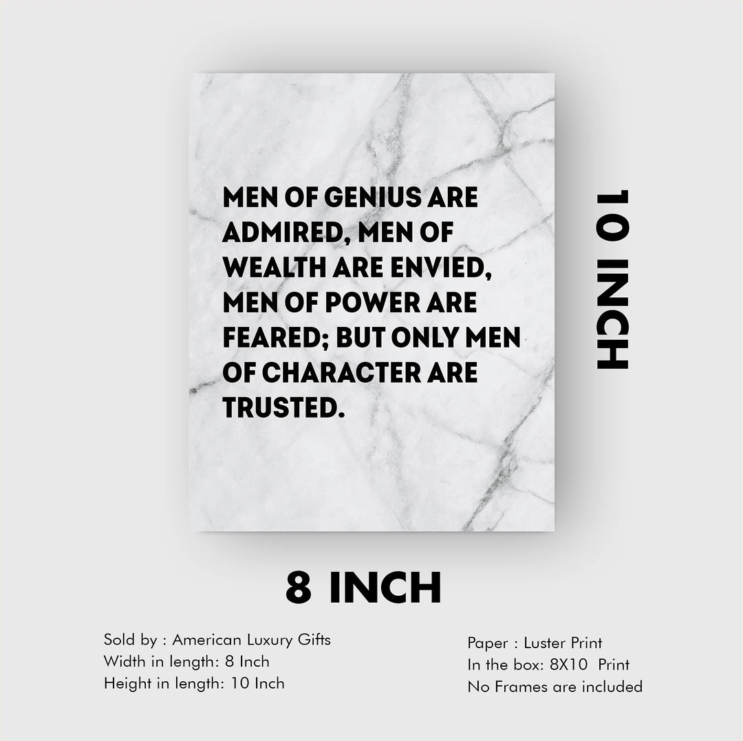 Men of Character Are Trusted Motivational Wall Art -8 x 10" Typographic Man Cave Print -Ready to Frame. Inspirational Home-Office-Men&