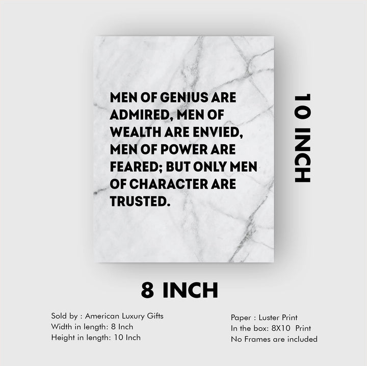 Men of Character Are Trusted Motivational Wall Art -8 x 10" Typographic Man Cave Print -Ready to Frame. Inspirational Home-Office-Men&