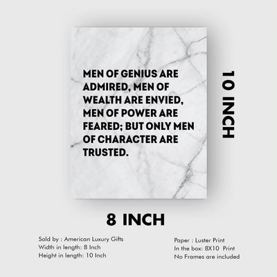 Men of Character Are Trusted Motivational Wall Art -8 x 10" Typographic Man Cave Print -Ready to Frame. Inspirational Home-Office-Men's Club-School Decor. Great Gift & Advice for All Gentlemen!