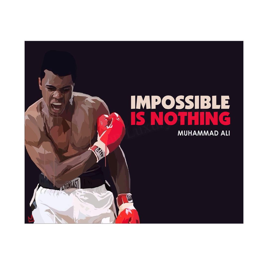 Muhammad Ali Quotes Wall Art-"Impossible Is Nothing"-10x8" Vintage Artwork Boxing Photo. Motivational Poster Print-Ready to Frame. Inspirational Home-Gym-Office-Man Cave Decor. Great for Boxing Fans!
