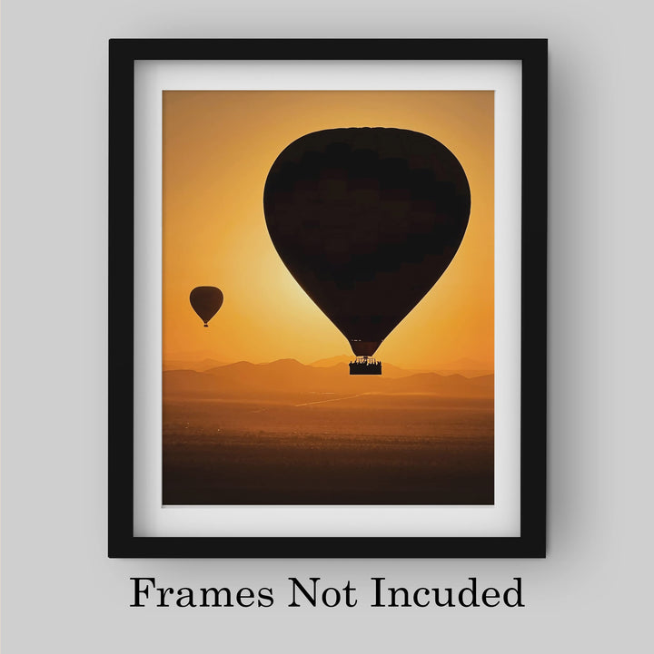 Sunset Hot Air Balloon Ride- Inspirational Wall Art -8 x 10" Balloons Picture Print -Ready to Frame. Perfect Decoration for Home-Office-Studio-Classroom Decor. Great Gift for Flight Enthusiasts!