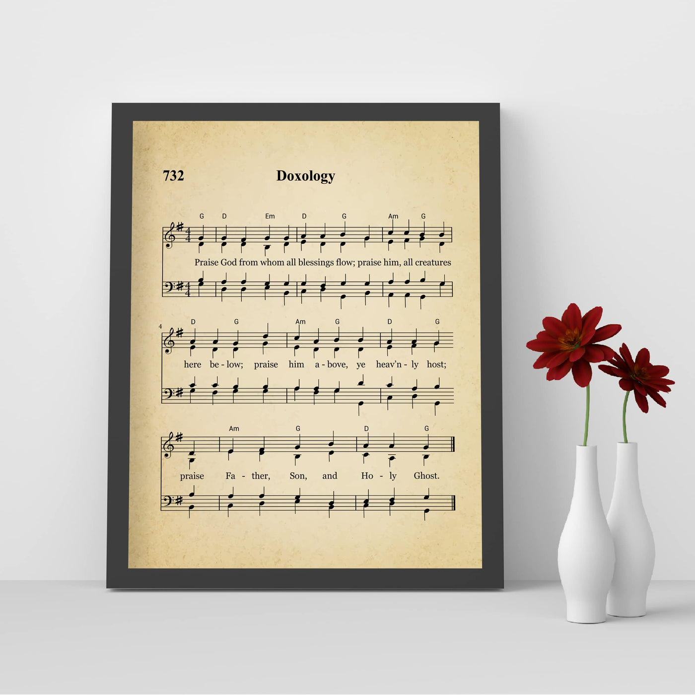 "Doxology -Praise God From Whom All Blessings Flow" Hymn Sheet Music Wall Art -8 x 10" Inspirational Christian Print -Ready to Frame. Classic Hymns for Home-Office-Church & Religious Decor!