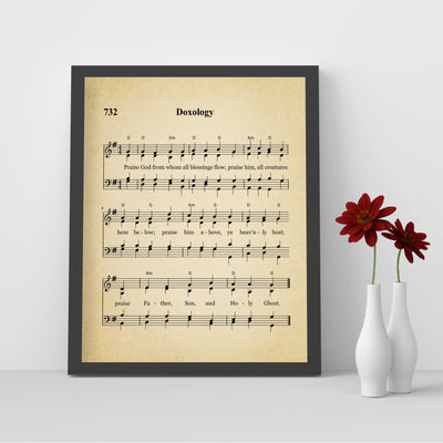 "Doxology -Praise God From Whom All Blessings Flow" Hymn Sheet Music Wall Art -8 x 10" Inspirational Christian Print -Ready to Frame. Classic Hymns for Home-Office-Church & Religious Decor!