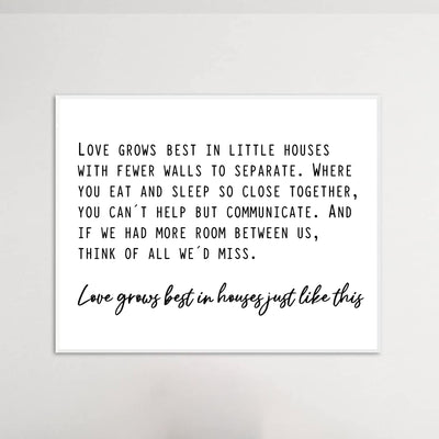 Love Grows Best in Houses Like This Family Room Wall Art -14 x 11" Inspirational Farmhouse Print -Ready to Frame. Rustic Home Decor for Office-Welcome Sign. Makes a Great Housewarming Gift!