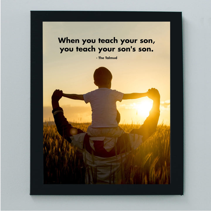 The Talmud Wall Art Quote -"When You Teach Your Son"- 8 x 10" Inspirational Sunset Picture Print -Ready to Frame. Religious Decor for Home-Office-Classroom. Great Spiritual Gift for Father &amp; Son!