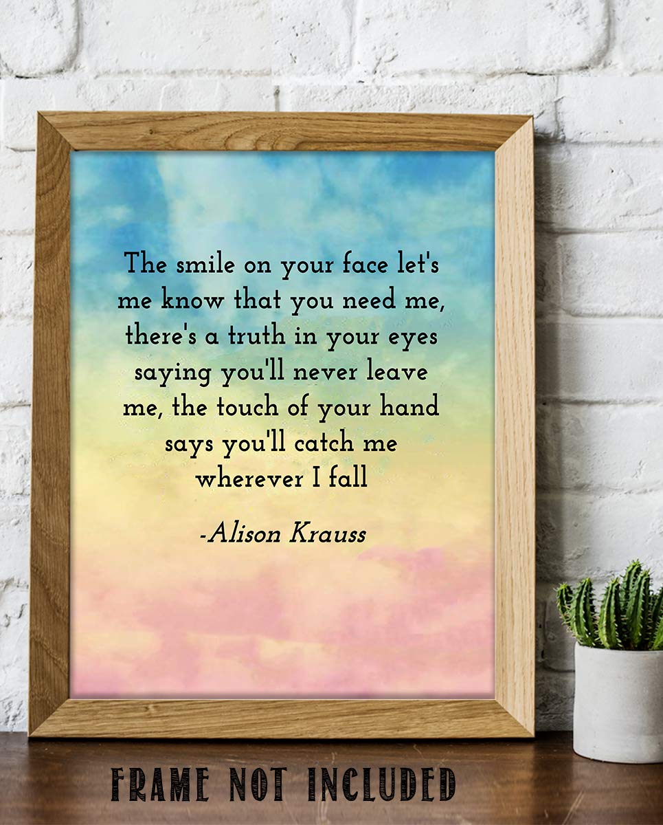 Alison Krauss-"When You Say Nothing At All"- Song-Word Art- 8 x 10" Wall Art Print. Music Poster Print-Ready To Frame. Home-Studio-Bar-Dorm-Cave Decor. Perfect for Krauss-Union Station-Country Fans.