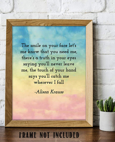 Alison Krauss-"When You Say Nothing At All"- Song-Word Art- 8 x 10" Wall Art Print. Music Poster Print-Ready To Frame. Home-Studio-Bar-Dorm-Cave Decor. Perfect for Krauss-Union Station-Country Fans.