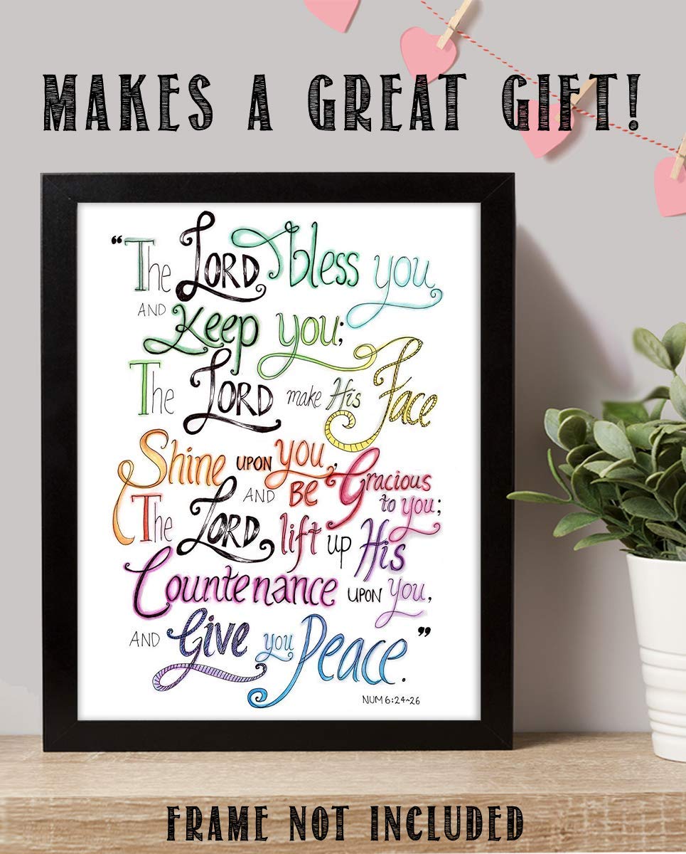 The Lord Bless You, Keep You-Give You Peace-Numbers 6:24-26 Bible Verse Wall Art-8x10"-Modern Typographic Design. Scripture Wall Print-Ready to Frame. Home-Office-Church D?cor. Great Christian Gift.