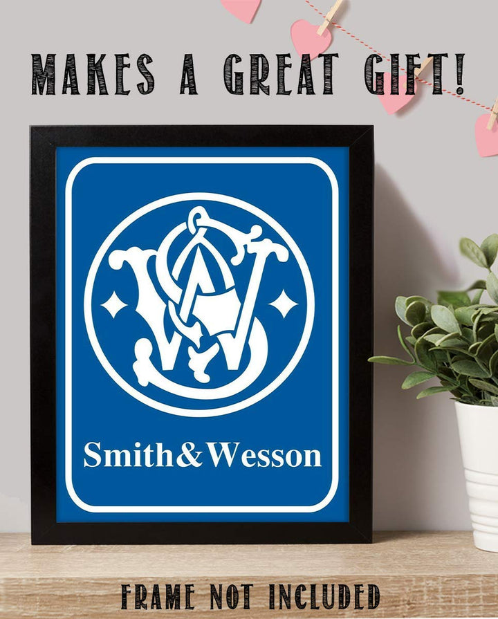Smith &amp; Wesson- Logo Poster Print - 8 x 10"- Modern Gun Sign Replica Print-Ready to Frame. Perfect Home-Office-Lodge-Camp D?cor. Great Decor Addition For S &amp; W Gun Fans.