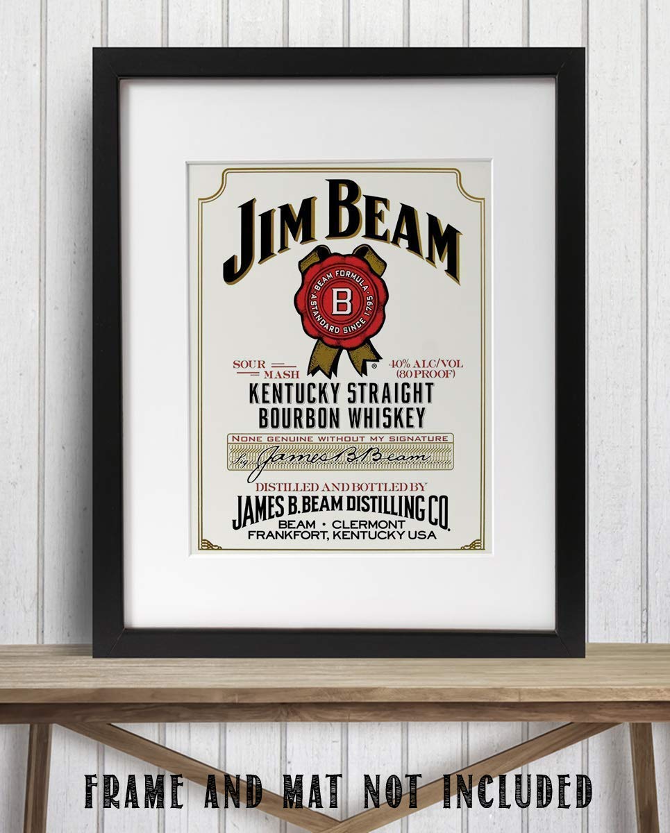 Jim Beam Bourbon Label- Wall Art Sign- 8 x 10"- Genuine Replica Print-Ready to Frame. Home D?cor- Dining D?cor. A Must For Kentucky Bourbon Whiskey Fans. Perfect Addition To Man Cave- Dorm-Bar- Garage