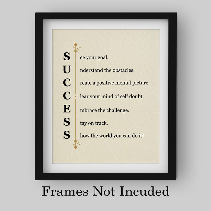 "Success -See Your Goal"-Motivational Quotes Wall Art Sign -11 x 14" Modern Typographic Picture Print -Ready to Frame. Inspirational Home-Office-Classroom-Work Decor. Great Gift of Motivation!