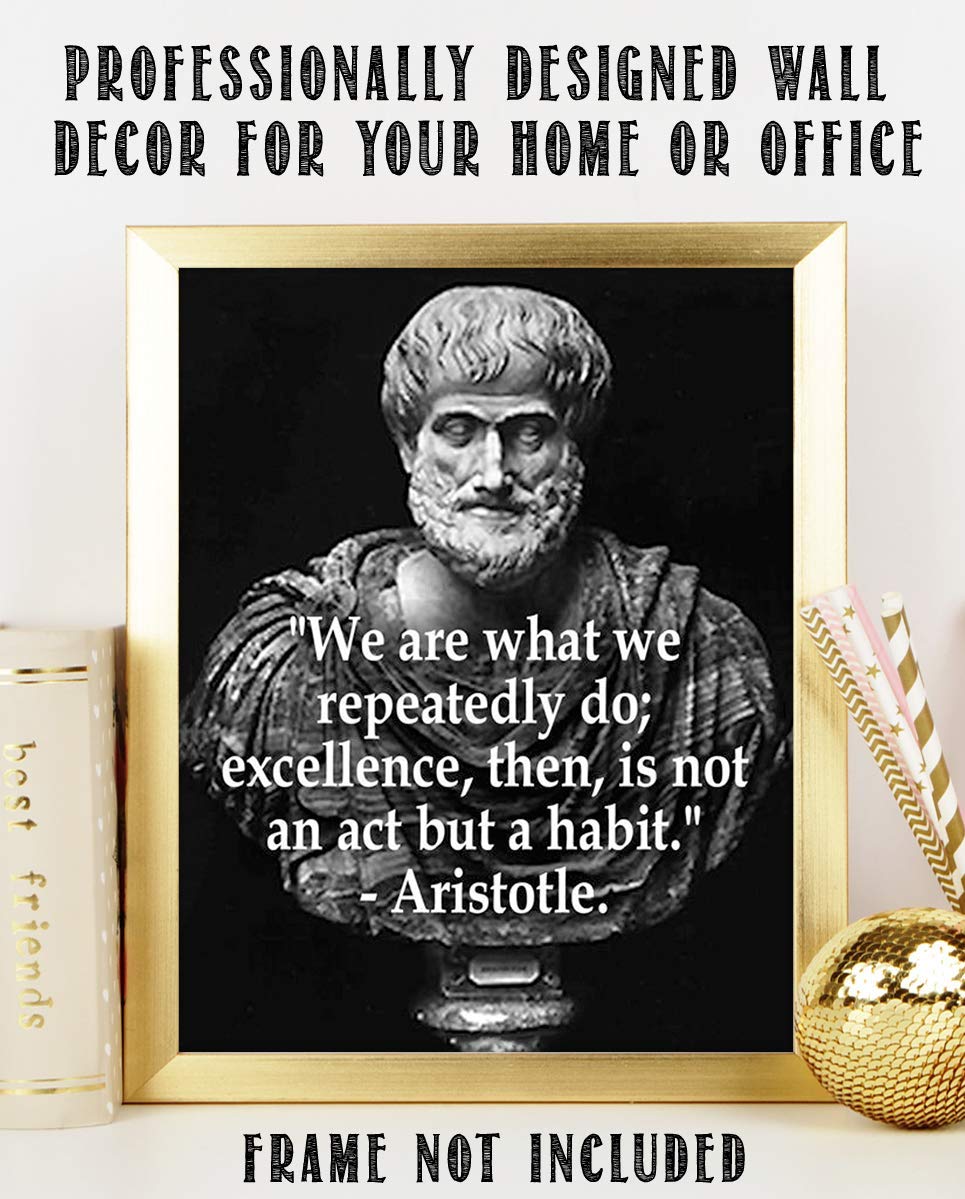 Aristotle Bust &amp; Quotes Wall Art-"Excellence is a Habit"- 8 x 10