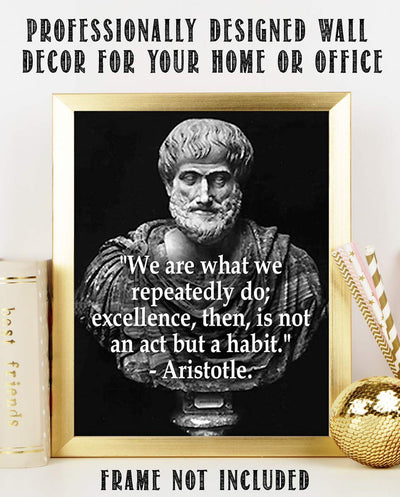 Aristotle Bust & Quotes Wall Art-"Excellence is a Habit"- 8 x 10