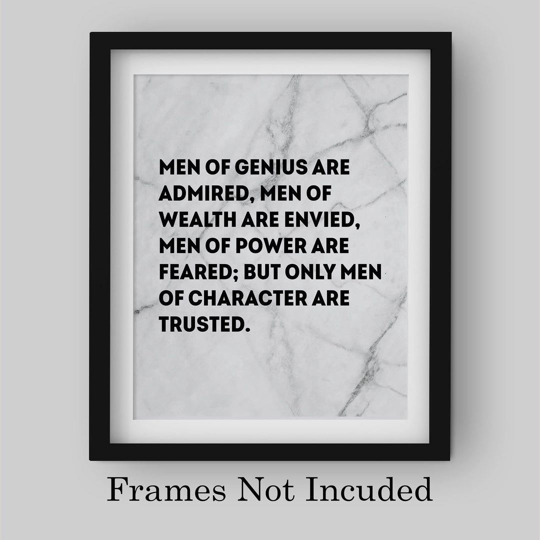 Men of Character Are Trusted Motivational Wall Art -8 x 10" Typographic Man Cave Print -Ready to Frame. Inspirational Home-Office-Men&