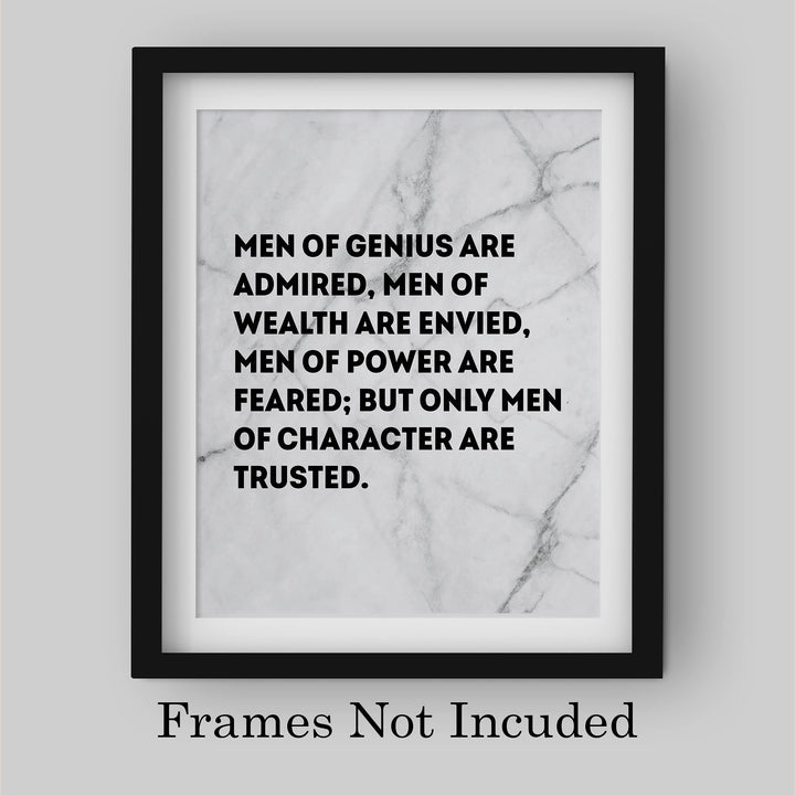 Men of Character Are Trusted Motivational Wall Art -8 x 10" Typographic Man Cave Print -Ready to Frame. Inspirational Home-Office-Men&