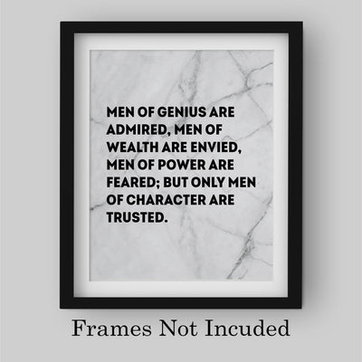 Men of Character Are Trusted Motivational Wall Art -8 x 10" Typographic Man Cave Print -Ready to Frame. Inspirational Home-Office-Men's Club-School Decor. Great Gift & Advice for All Gentlemen!