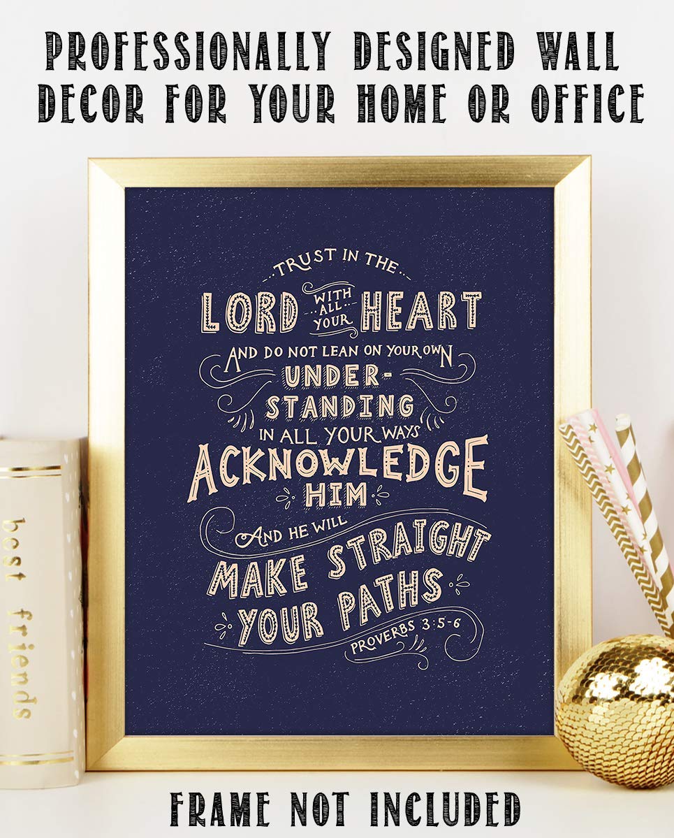Trust In The Lord With All Your Heart- Proverbs 3:5- Bible Verse Wall Art- 8x10"- Rustic Scripture Wall Print- Ready to Frame. Home D?cor- Office D?cor. Perfect Christian Gift &amp; Reminder To Trust.