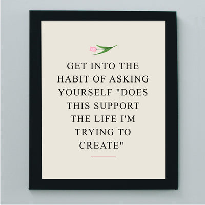 Ask Yourself-'Does This Support Life I'm Trying to Create?'-Inspirational Quotes Wall Art Sign-8 x 10" Modern Floral Art Print -Ready to Frame. Motivational Home-Office-Classroom Decor. Great Gift!