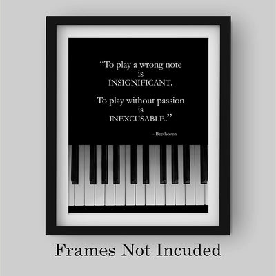 Beethoven Quotes Wall Art-"To Play w/o Passion is INEXCUSABLE"- 8 x 10"