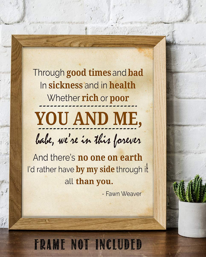 Marriage Vows-You &amp; Me Babe-Forever- Marriage Quotes Wall Art Print- 8 x 10" Wall Decor-Ready to Frame. Modern Typographic Parchment Print for Home-Bedroom Decor. Great Loving Message by Fawn Weaver