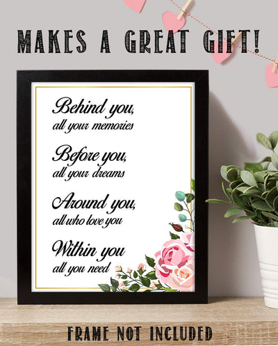 Behind-Before-Within You~All You Need~Inspirational Wall Floral Art Print-8 x 10 Motivational Art-Ready to Frame. Home-Class-Office D?cor. Great Gift For Building Confidence in Friends-Graduates.fl