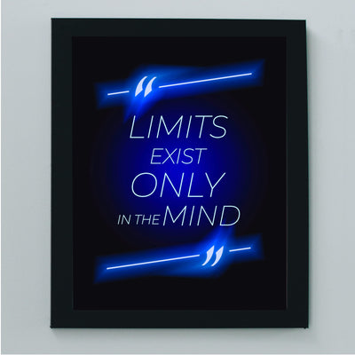 Limits Exist Only in the Mind Motivational Quotes Wall Art -8 x 10" Rustic Neon Lights Poster Print -Ready to Frame. Perfect Decoration for Home-Office-Classroom-Gym Decor. Encourage Success!