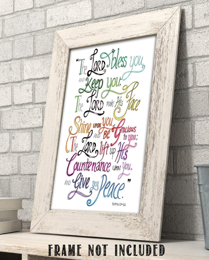The Lord Bless You, Keep You-Give You Peace-Numbers 6:24-26 Bible Verse Wall Art-8x10"-Modern Typographic Design. Scripture Wall Print-Ready to Frame. Home-Office-Church D?cor. Great Christian Gift.