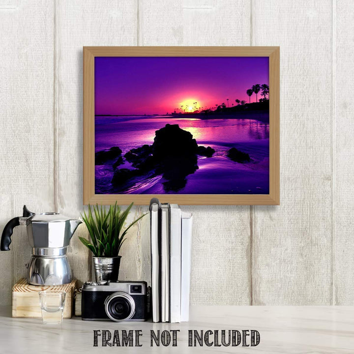Sunset On the Coast in Purple- 8 x 10-Wall Art Print- Ready to Frame. Beautiful Beach D?cor- Tropical Island Beach Sunsets Make the Perfect Art for Any Room. Great Gift for Beach Pictures Wall Art.