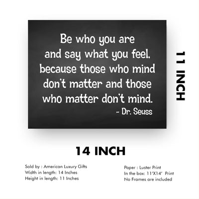 Dr. Seuss Quotes-"Those That Mind Don't Matter"-Inspirational Wall Art -14 x 11" Motivational Typographic Print-Ready to Frame. Perfect Home-Office-Studio-Classroom Decor. Great Gift & Life Lesson!