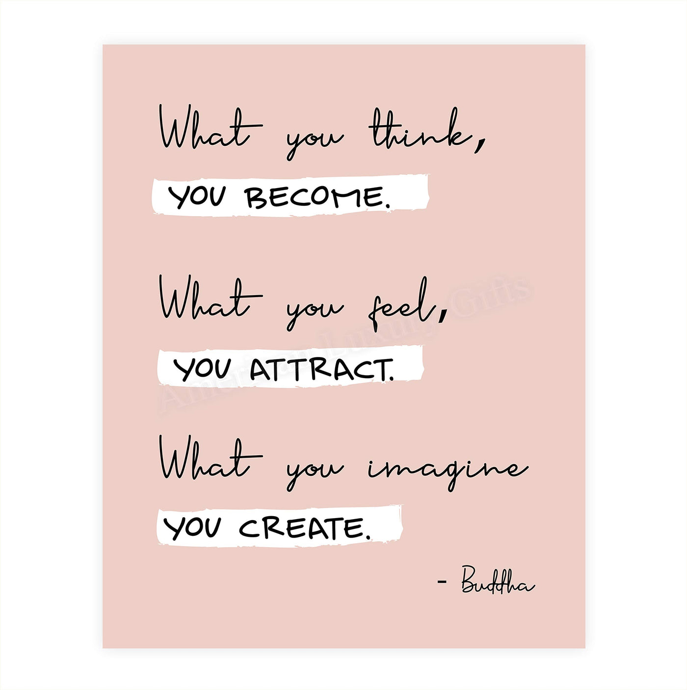 Buddha-"What You Think You Become" Spiritual Quotes Wall Art- 8 x 10" Modern Inspirational Wall Print-Ready to Frame. Positive Home-Studio-Office Decor for Mindfulness. Great Zen Gift & Reminder!