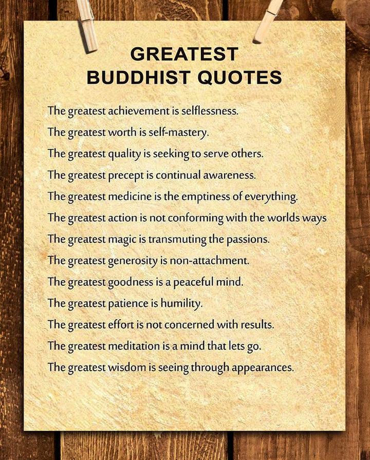 Greatest Buddhist Quotes Inspirational Art Decor -"The Greatest Attributes"- 8 x 10" Wall Art Print-Ready to Frame. Spiritual Home-Office-Studio D?cor. Perfect Gift for Buddhism, Zen &amp; Inspiration.