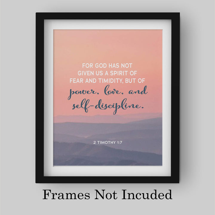 ?God Has Given Us a Spirit of Power-Love?- 2 Timothy 1:7- Bible Verse Wall Art- 8 x 10" Modern Typographic Design. Scripture Wall Print-Ready to Frame. Home-Office-Church D?cor. Great Christian Gift!